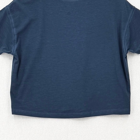 LULULEMON Cates Tee Womens 6 Blue Short Sleeve Cropped Pima Cotton T Shirt - Picture 12 of 14